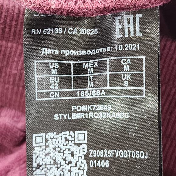 GUESS Pants Womens M Purple Burgundy Logo-Embossed Velvet Velour Jogger Lounge - Picture 5 of 12